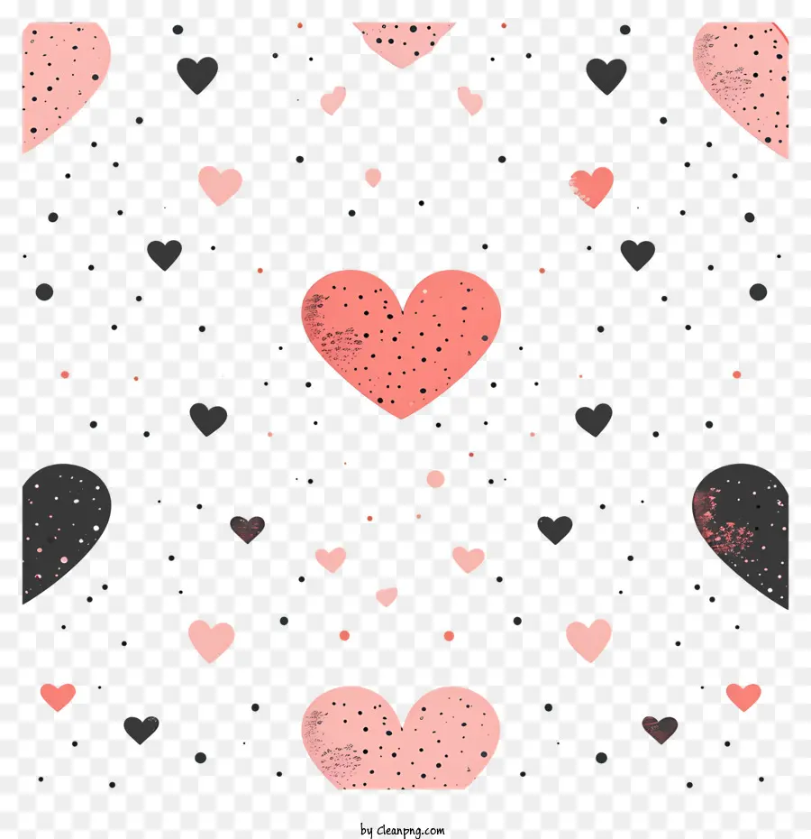 Herzmusterhintergrund - Schwarzes und rosa Herzmuster auf dunklem Hintergrund