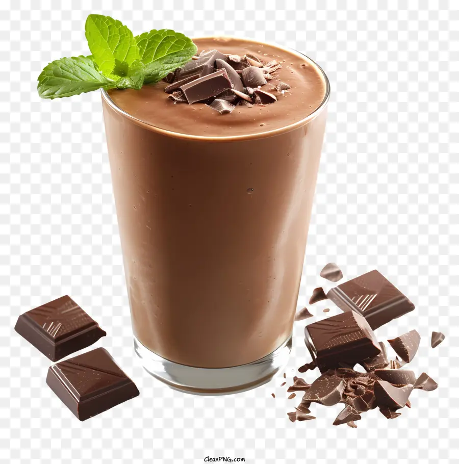 Schokoladenminze Tag Schokoladen -Smoothie Minze Schokoladen -Smoothie -Schokoladen -Schokoladen -Smoothie -Rezept Schokolade Schokolade - Schokoladen -Smoothie mit Schokoladenstücken und Minze
