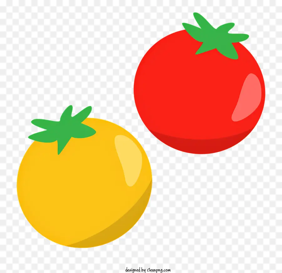 cà chua - Hai quả cà chua chín, đỏ và vàng, đối diện nhau trên nền đen