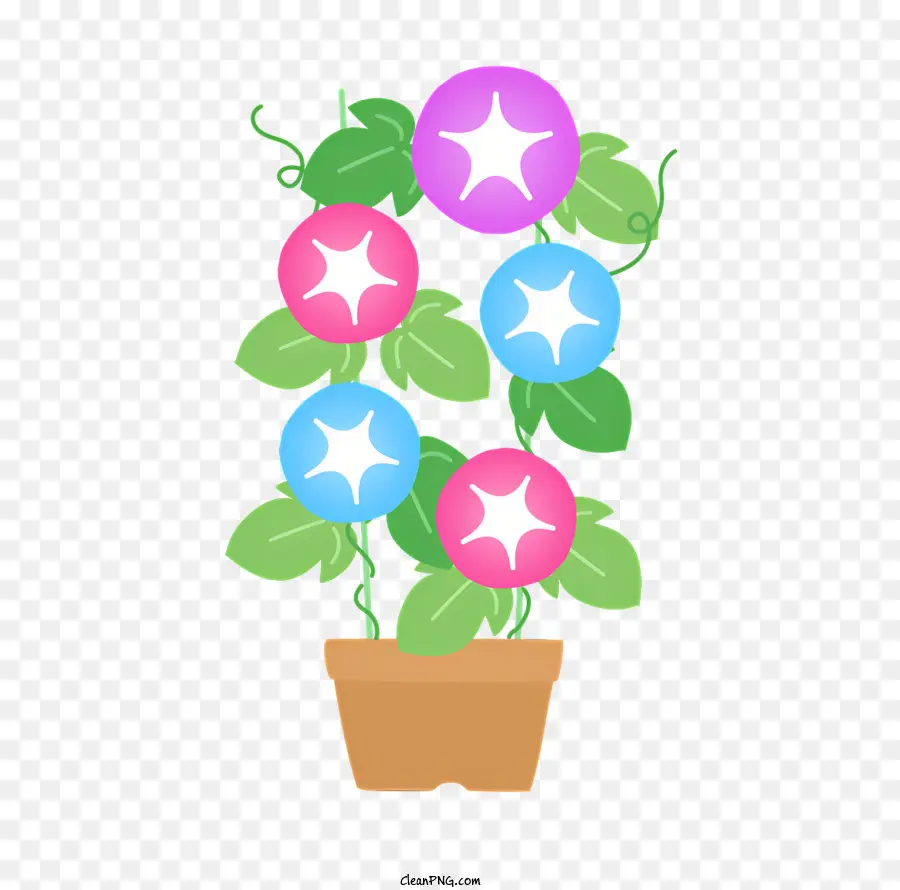 Blumentopf - Farbenfroher Blumentopf mit Pflanzen und Sternen
