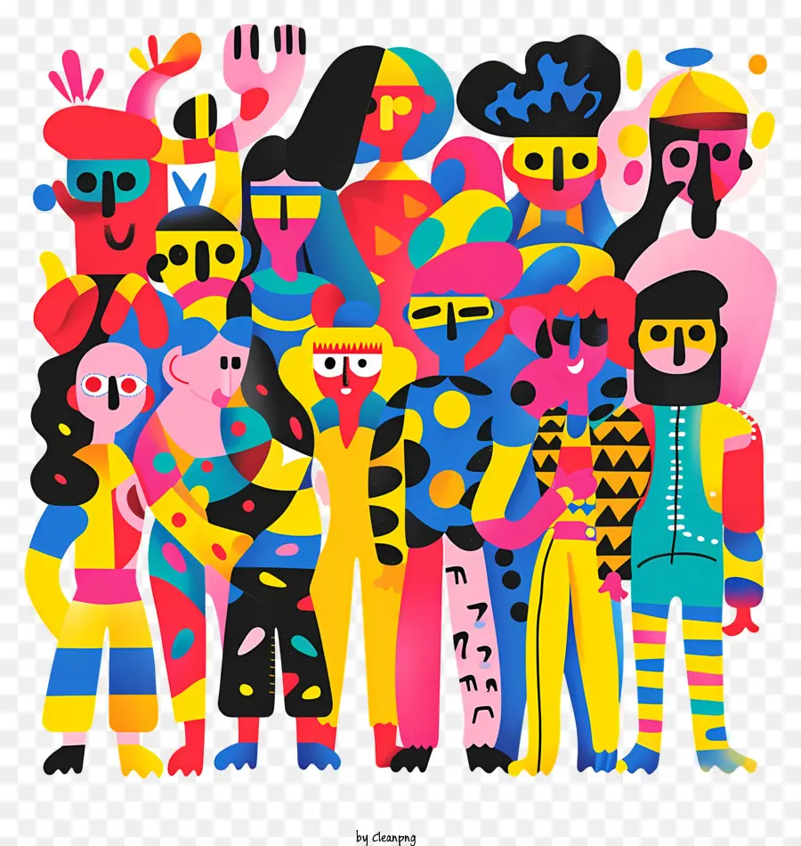 gruppo di persone - Gruppo di persone, vestiti colorati, sfondo scuro