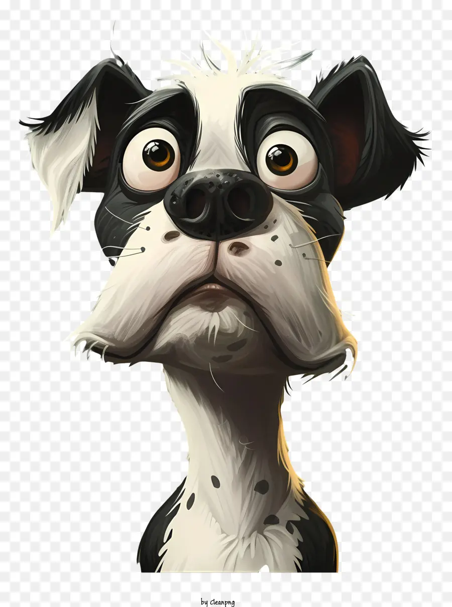 cane cartone animato - Cane da cartone animato con pelliccia in bianco e nero
