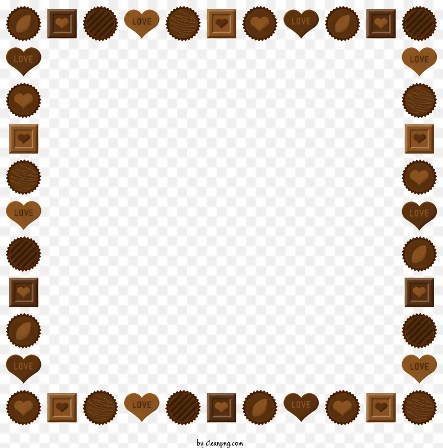 Schokoladenrahmen Schokoladenherzen glänzende Schokoladenrahmen Schokoladen -Chip -Rahmen - Schokoladenherz -Rahmen aus dunkler Schokolade