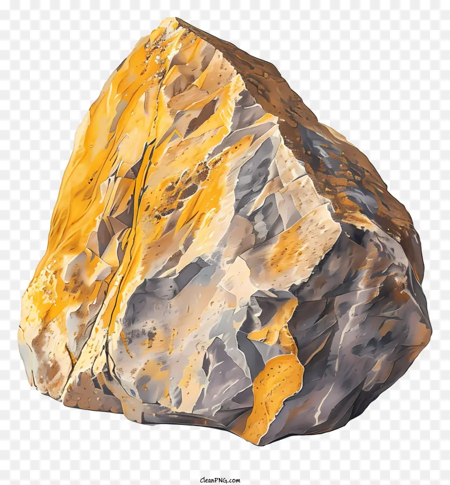 rock large rock yellow minerals grey minerals weathered rock