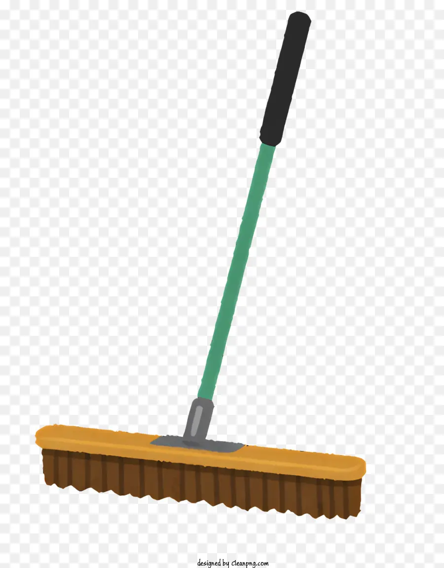 cleaning elements broom wooden handle green bristles floor