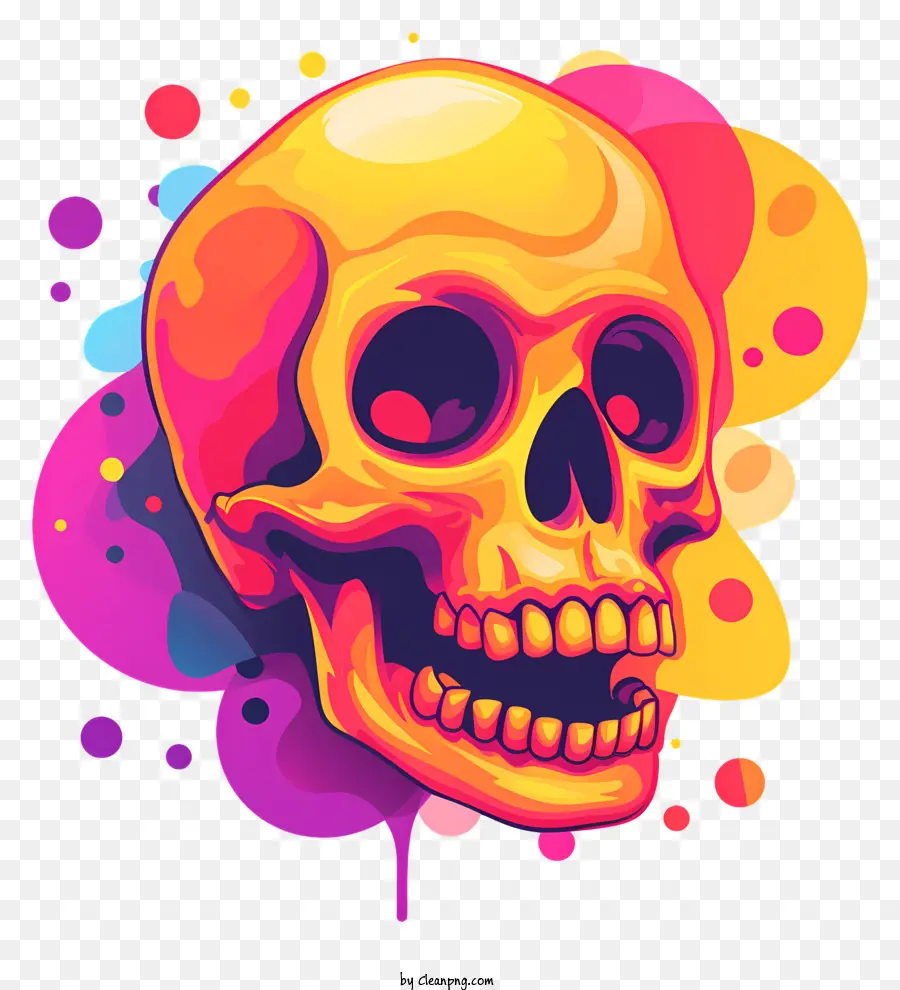 Morte Skull Psychedelic Art Psyping Tranning Skull Painting dipinto - Skull colorato con macchie e schizzi dipinti. 
Psichedelico