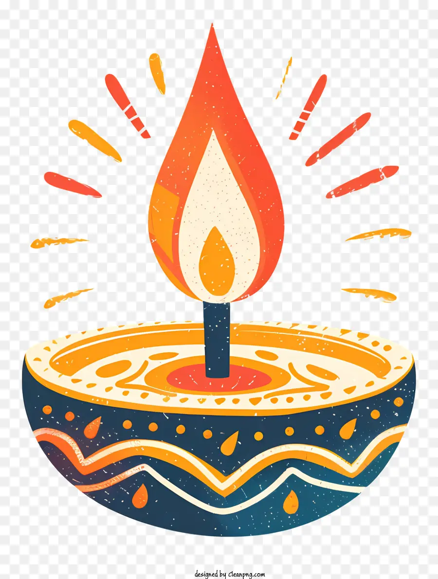 Diwali - Bunte Kerze auf Tablett mit 