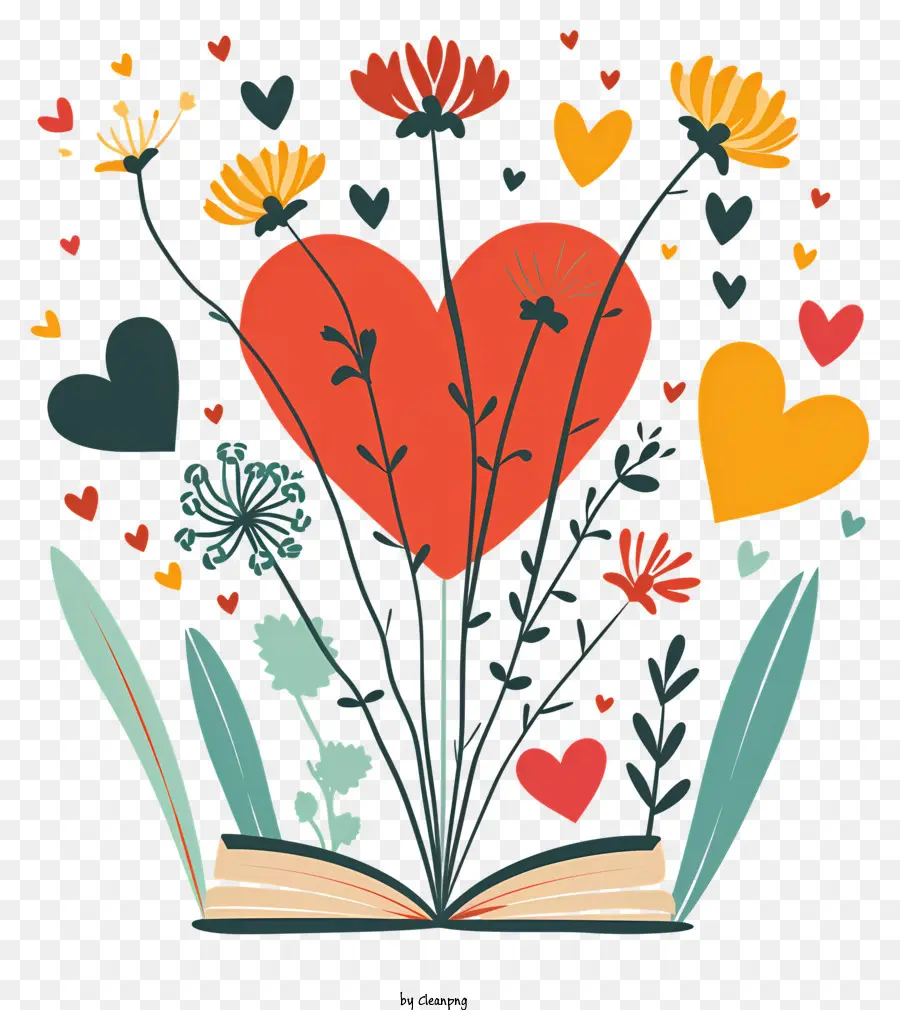 offenes Buch - Romantisches Bild eines Buches mit Blumenherz