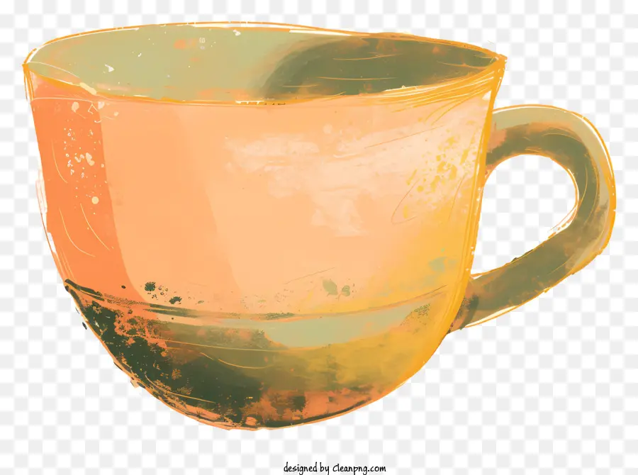 Tasse handgezeichnete Becher raues und unvollkommenes Aussehen hellbrauner Keramikbecher gelber Rand - Handgezeichnet, rau, unvollständiger Becher mit Keramikmaterial