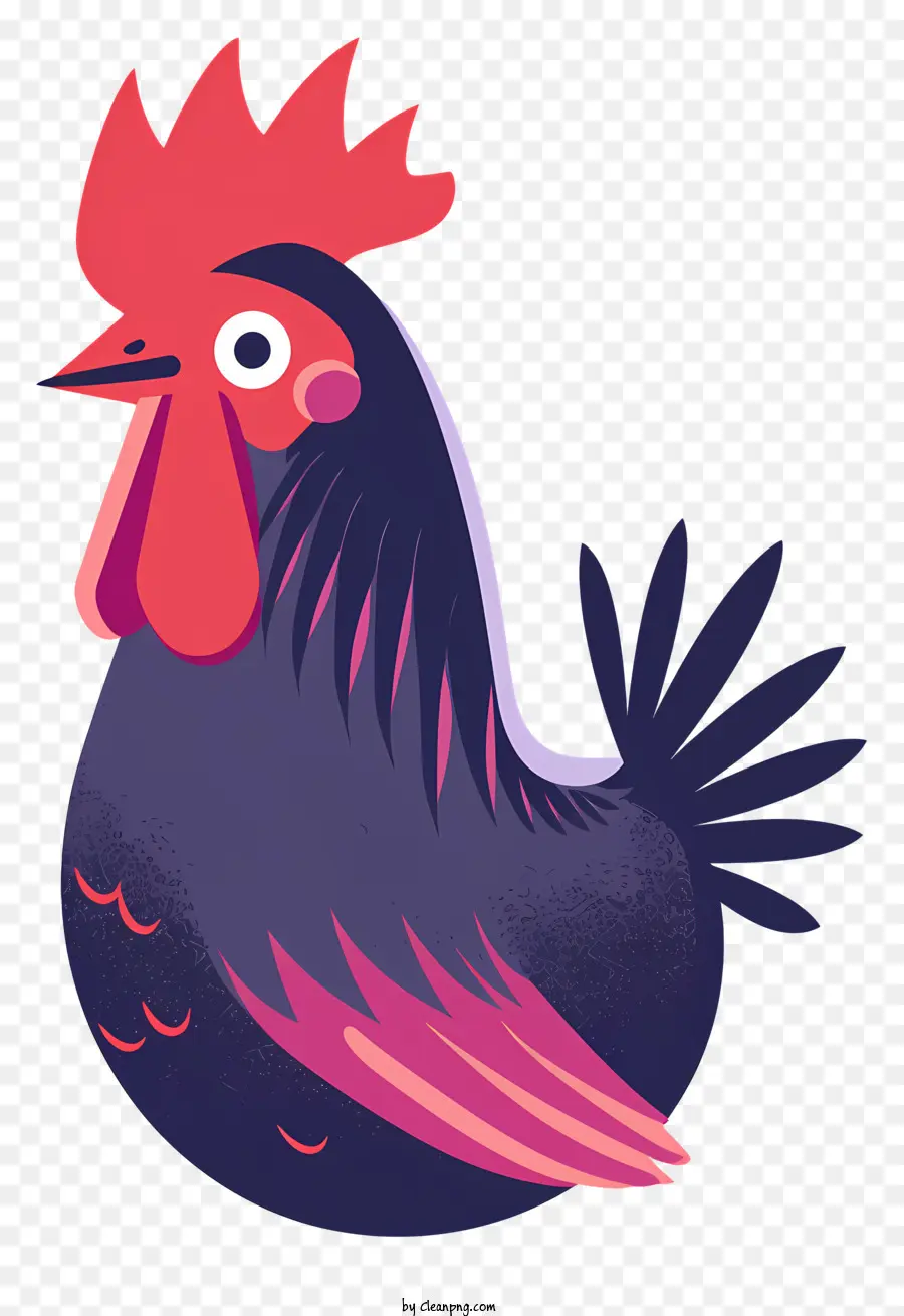 Rooster Rooster Red Comb Wittle Black Eyes - Dynamischer Hahn mit rotem Kamm und Schnabel