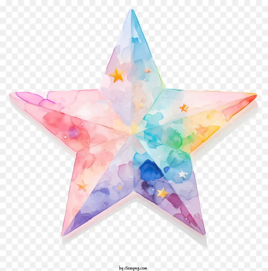 stelle d'oro - Stella colorata di acquerello su sfondo nero