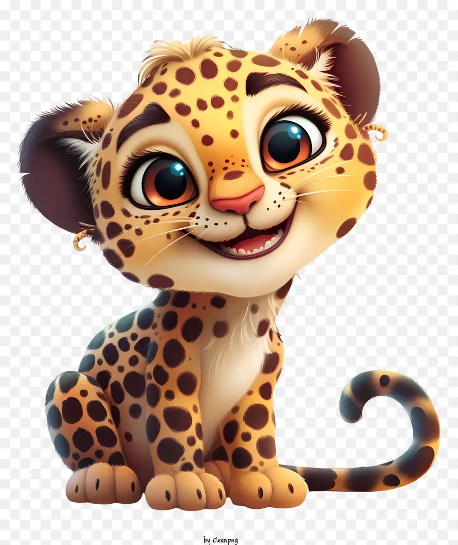 World Wildlife Day Leopard Cub Big Eyes Big Ears Smiling Expression - Cub leopardo sorridente con orecchie grandi e collare
