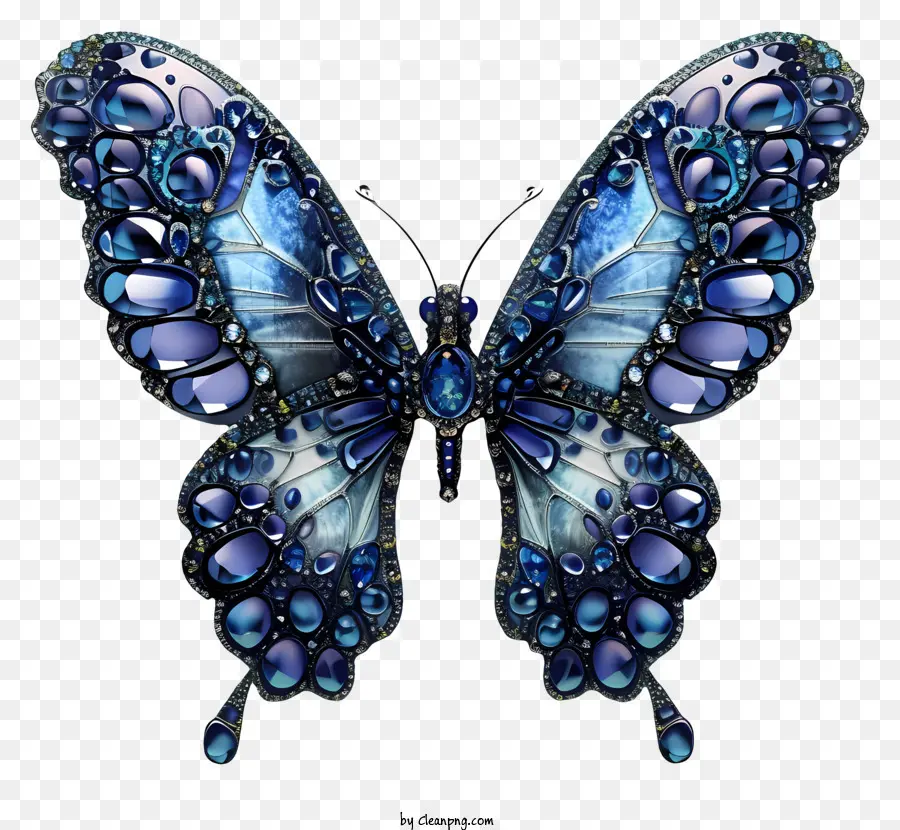 Schmetterlingsflügel - Komplizierter, detaillierter blauer Schmetterling mit realistischen Merkmalen