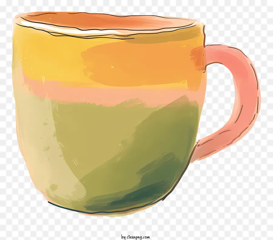 tavolo in legno - L'immagine mostra una tazza di caffè colorata a base di pennello