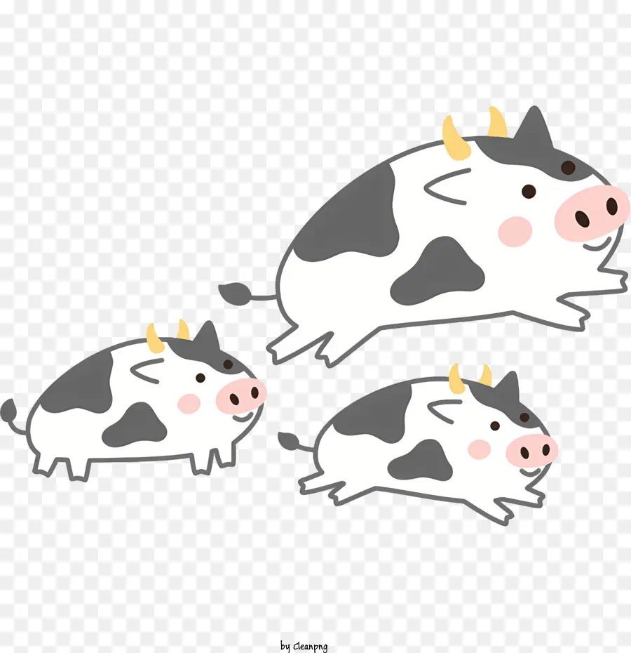 Kuhkühe braune Fell weiße Flecken laufen - Drei laufende Kühe mit braunem Fell und Flecken