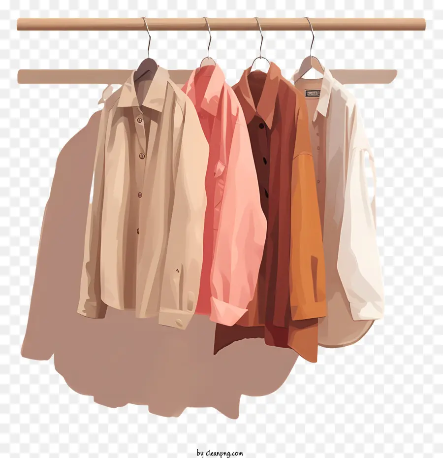 Hemden, die an Rack Hanger -Hemden hängen farbenfrohe Hemden verschiedene Designs - Drei Hemden auf Kleiderbügel mit jeweils Mustern