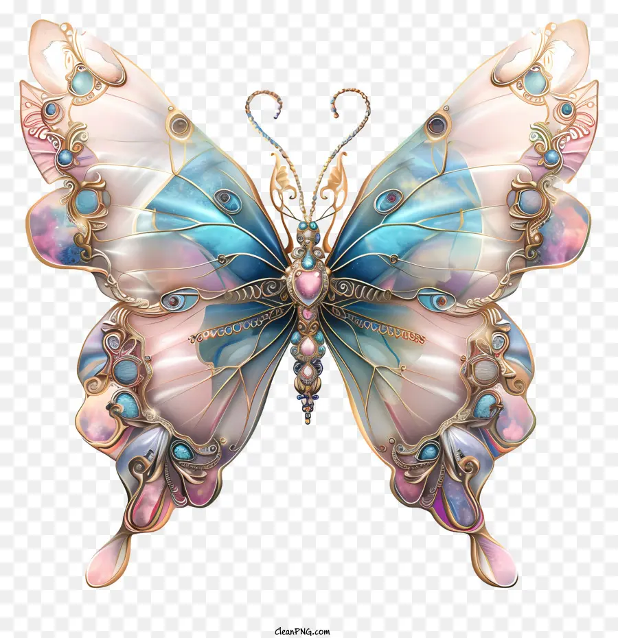 cánh bướm - Bướm kim loại đẹp, chi tiết trên nền đen