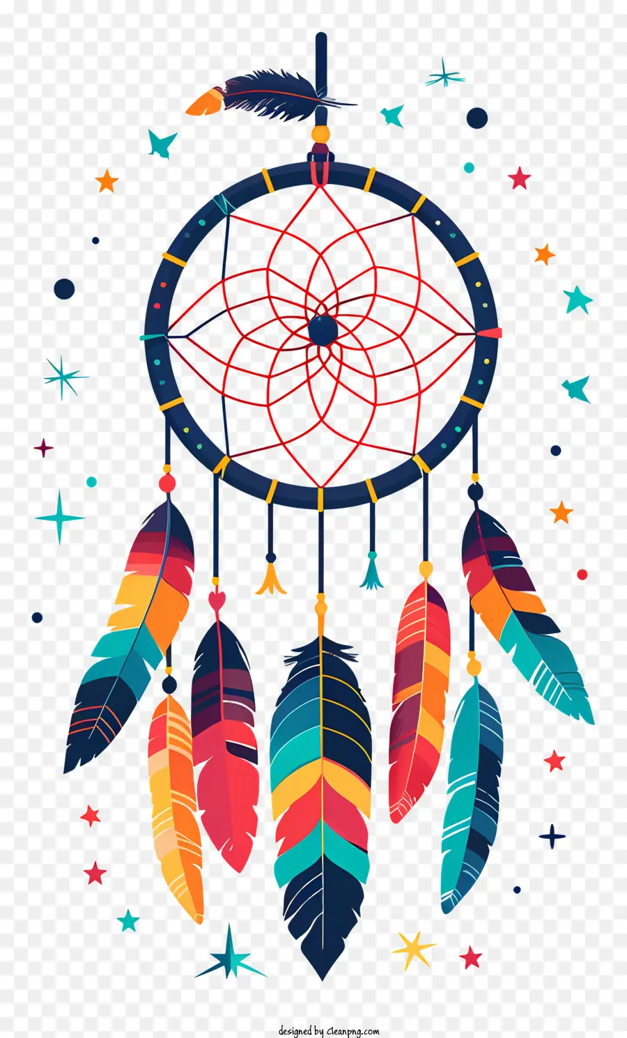 cacciatore di sogni - Native American Dreamcatcher con decorazione di piume al neon