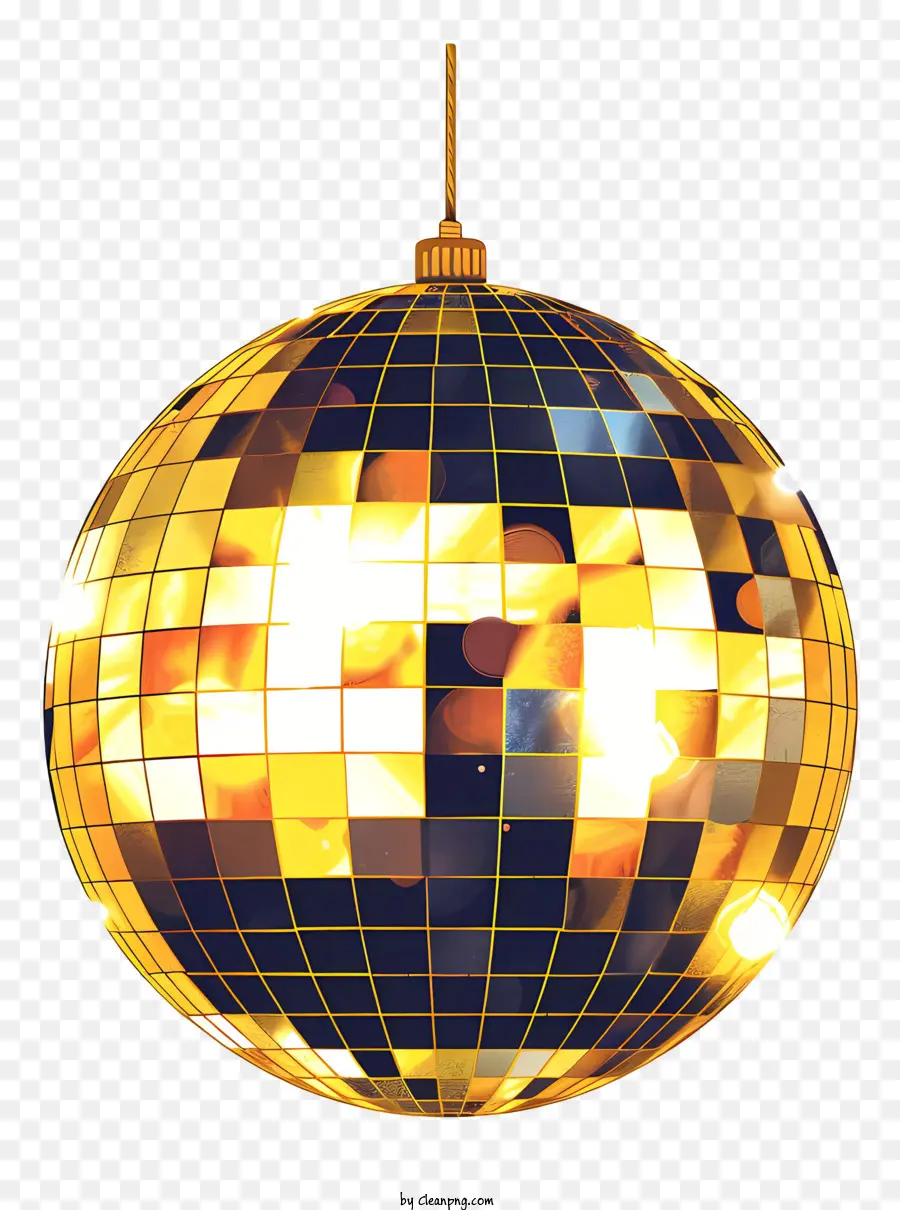 Disco Ball - Goldene Disco -Kugel dreht sich mit leuchtenden Lichtern