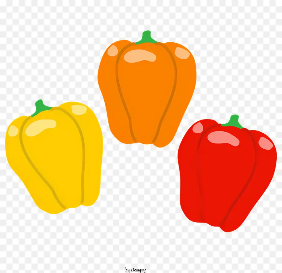 Lebensmittelelemente gefärbte Paprika unterschiedliche Farben und Größen geschnittene Paprika, die im Inneren ausgesät - Drei farbenfrohe Paprika, die geschnitten und zusammengestapelt sind