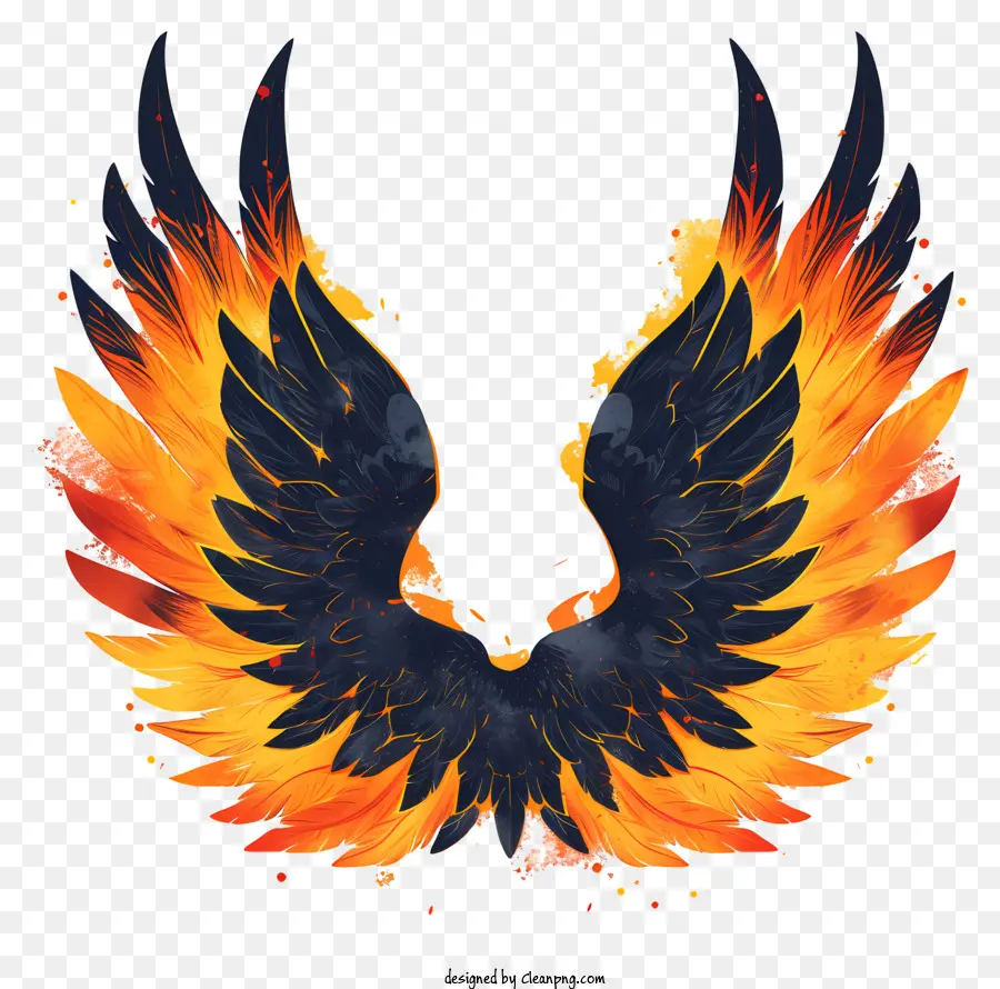 Flügel - Feuriger Phoenix bereit für den Flug mit lebendigen Flammen
