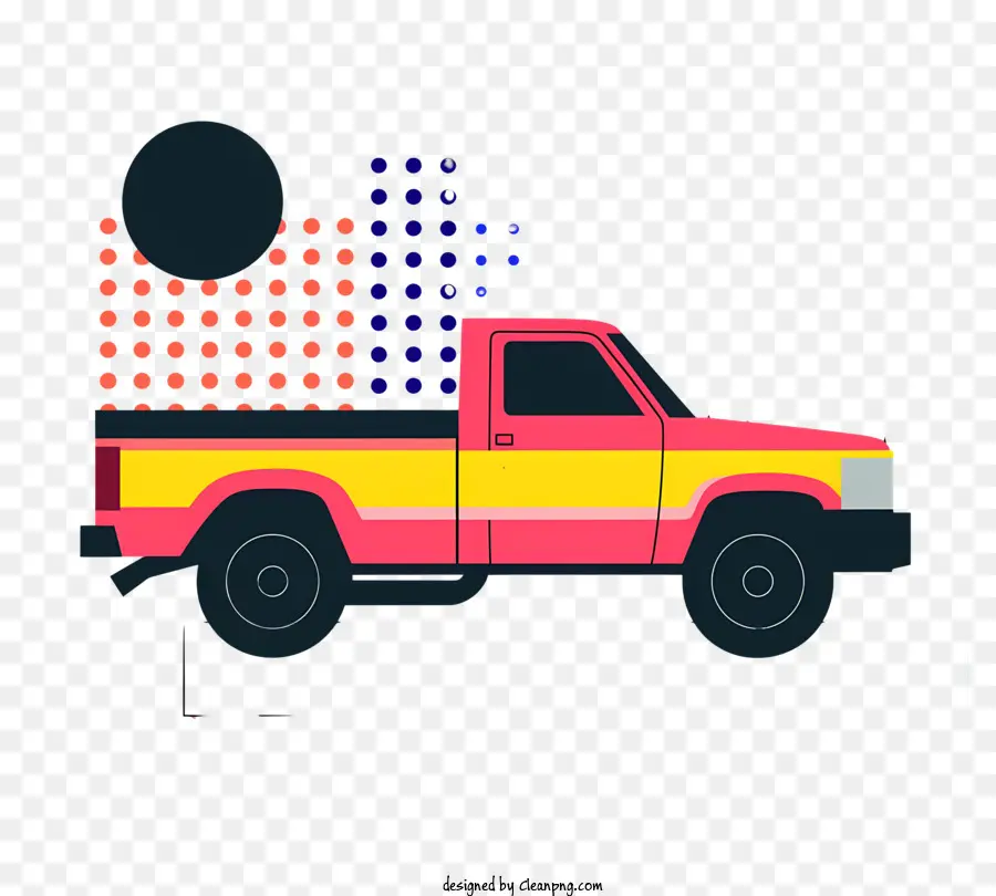 pickup truck colorful car bright paint job large moon bright red