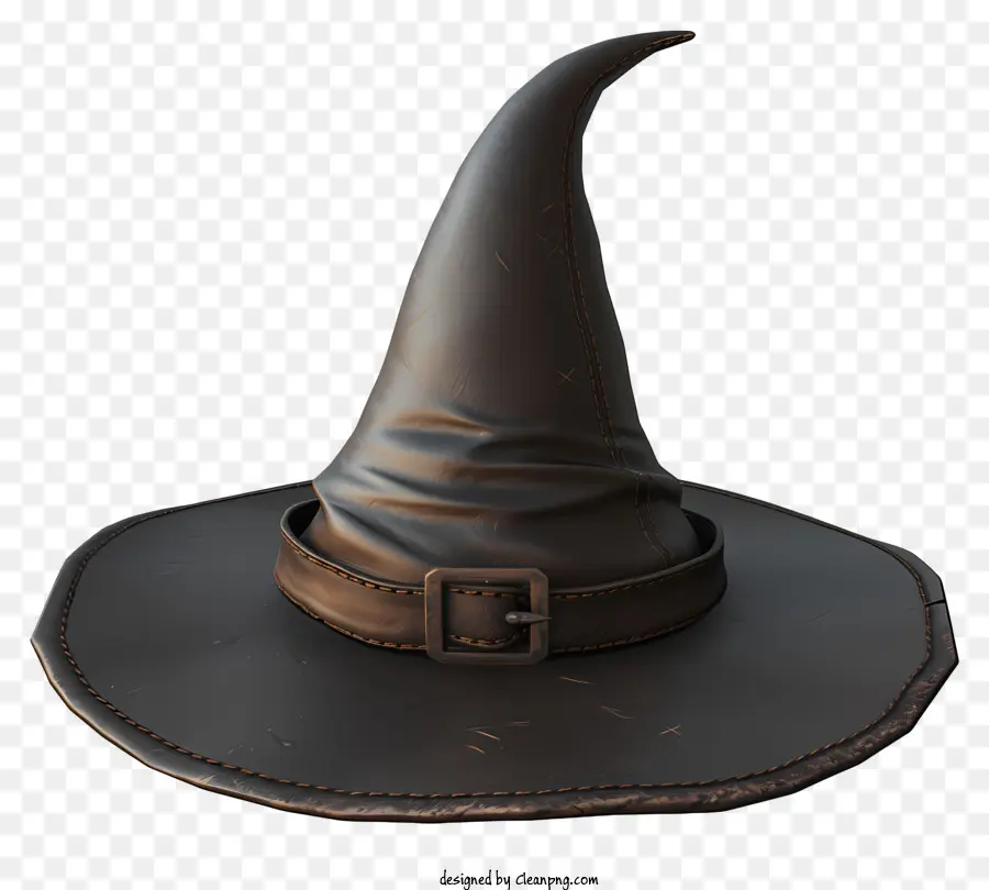 halloween Hut - Hut der schwarzen Lederhexe mit breitem Krempe
