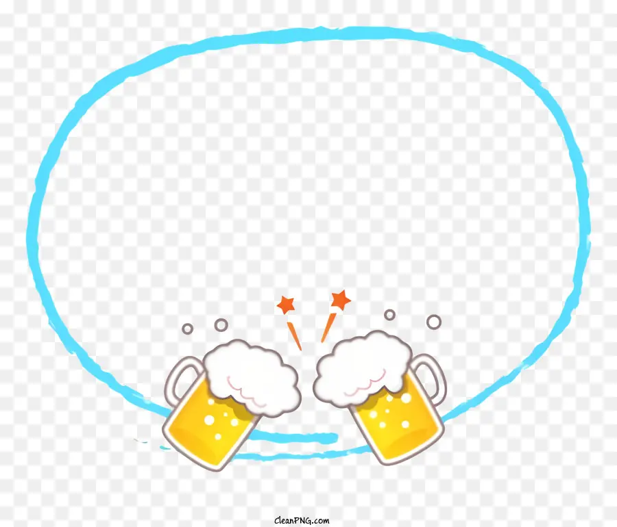 Frame di cibo - Due tazze di birra con stelle in Blue Circle
