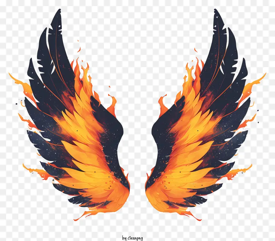 Flügel - Flammende Flügel auf schwarzem Hintergrund für verschiedene Verwendungen