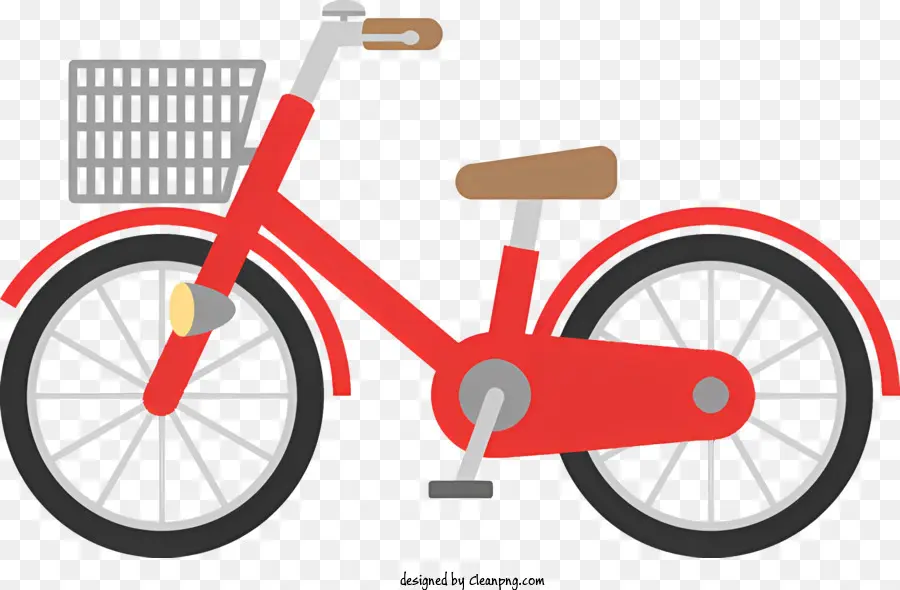 Bike Red Bycle Basking trên xe đạp xe đạp hai bánh xe đạp - Xe đạp màu đỏ với giỏ, lốp phẳng, nghiêng về phía trước