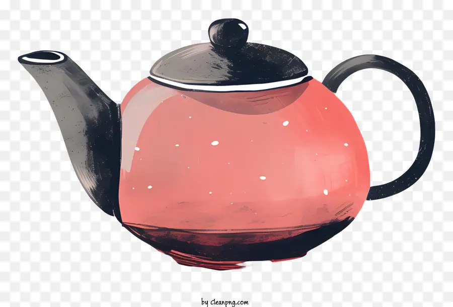 Teekanne Teekessel roter Tea Pot Schwarzer Hintergrund weißer Deckel - Roter Teekanne mit weißem Deckel auf schwarzem Hintergrund