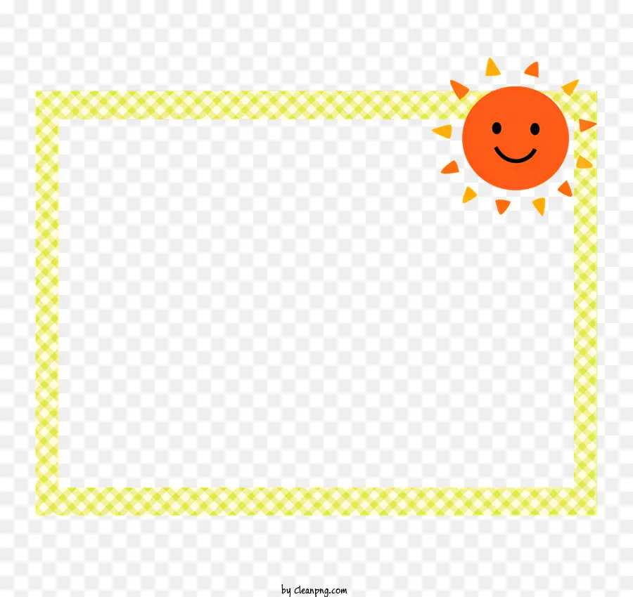 schwarz und weißen Rahmen - Gelbe lächelnde Sonne im schwarz -weißen Rahmen