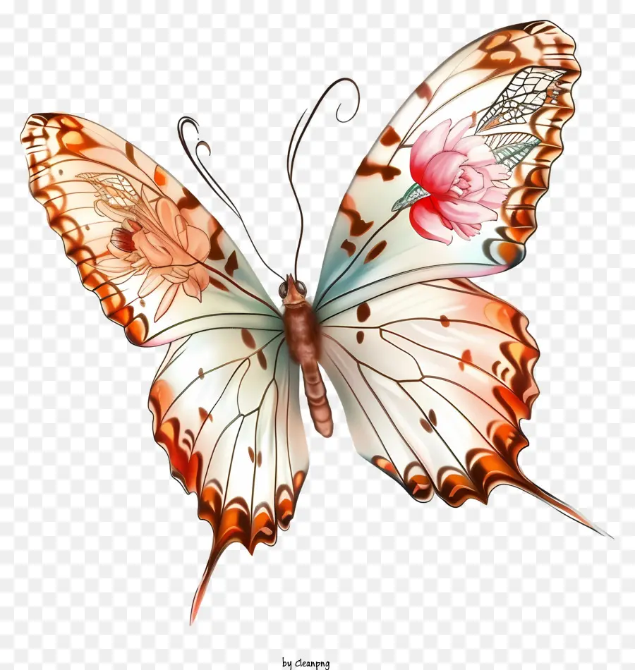 bunter Schmetterling - Buntes Schmetterling mit rosa und orangefarbenen Flügeln