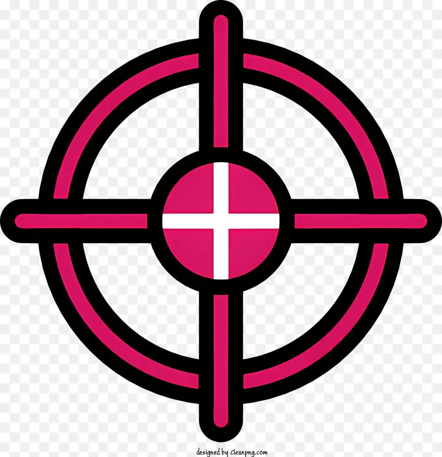 Roter Kreis - Minimalistisches rosa Kreuz in einem roten Kreis
