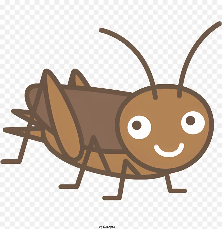 sfondo bianco - Piccolo cricket sorridente con grandi occhi e zaino