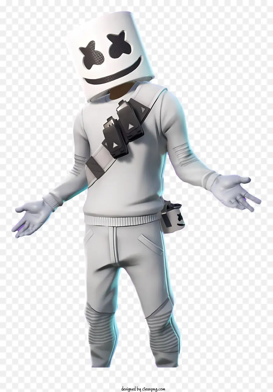 Fortnite - Nhân vật mặc bộ đồ trắng, găng tay và mặt nạ
