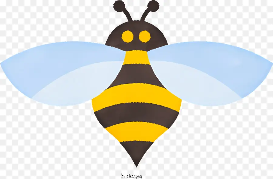 cartoon Biene - Cartoonbiene mit schwarzem Körper, gelbe Flügel