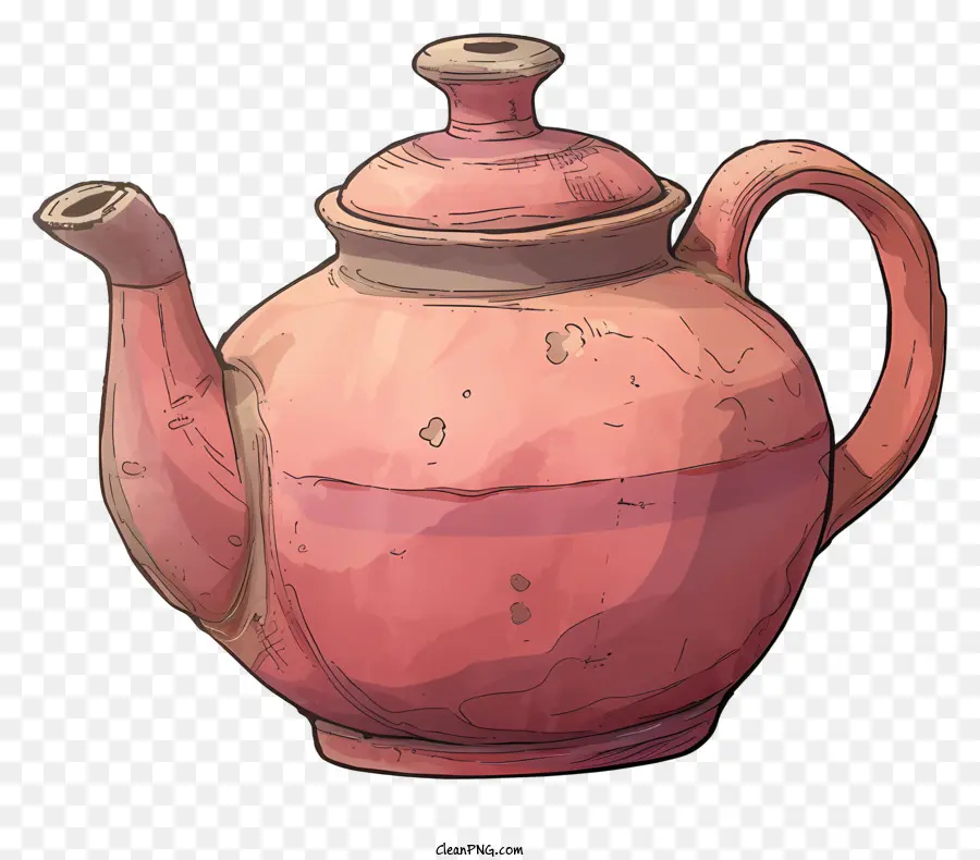 Teekanne rosa Teekanne Ton Teekannen handgezeichnete Teekanne runde Teekanne - Rosa Ton -Teekanne mit geschlossenem Ausgang, ungenutzt