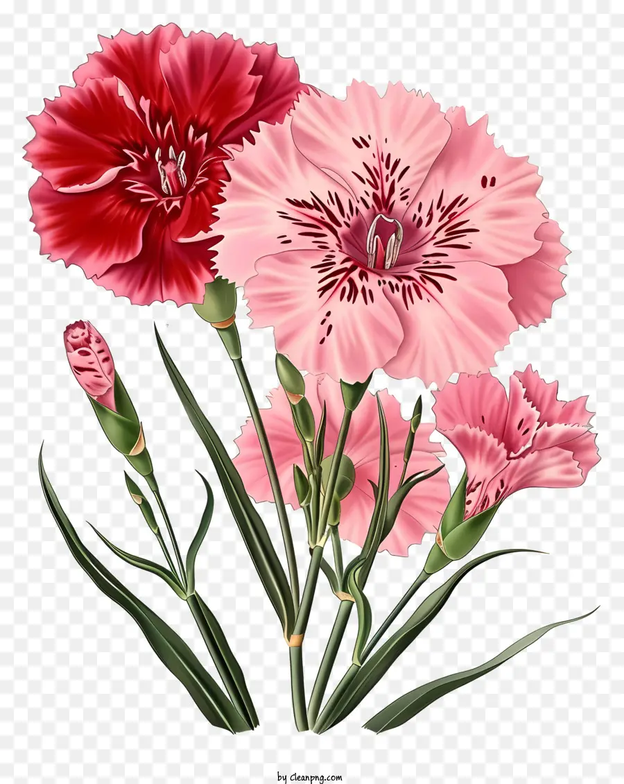 flat elegant dianthus flower pink carnations bouquet dark center light pink outer petals