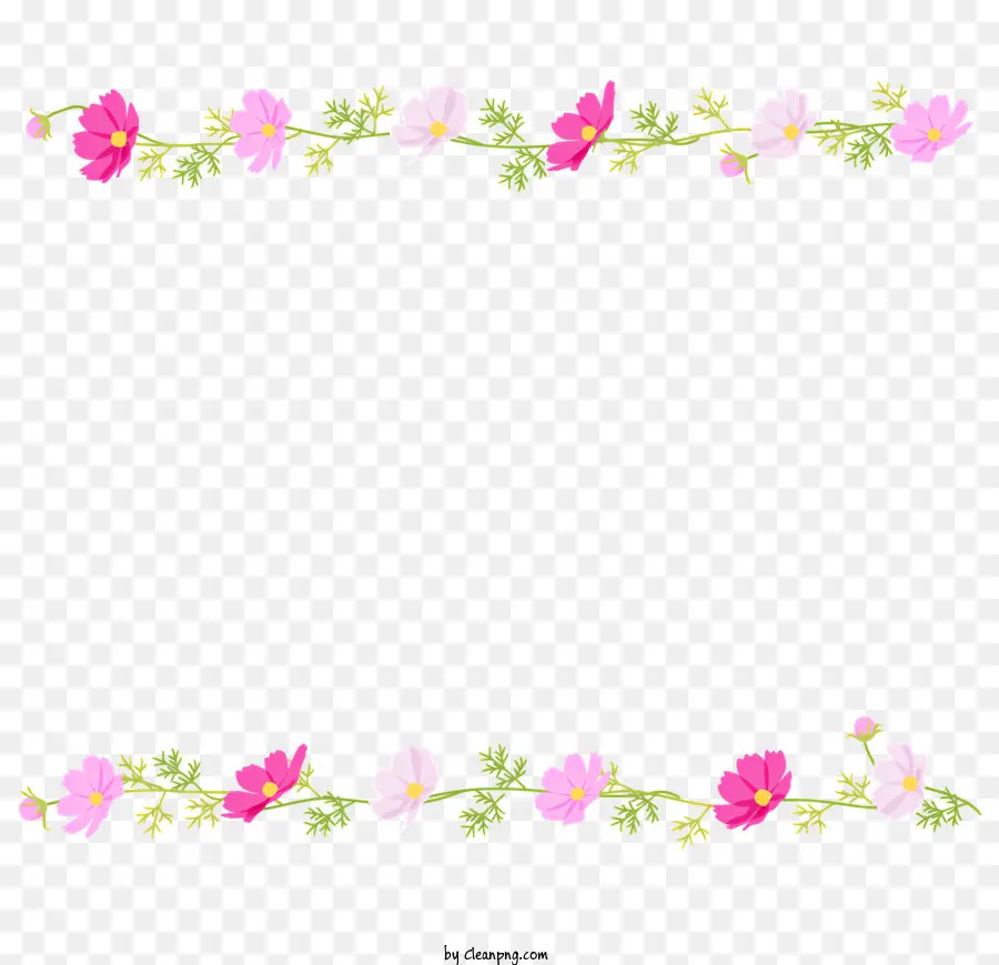 Blumen Foto Rahmen - Rosa und weißer Blütenrahmen mit Blättern