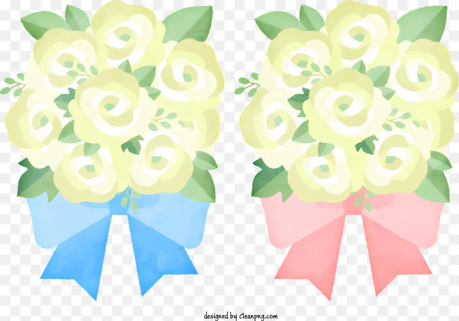 Đám cưới bó Hoa - Hai bó hoa hồng có dải ruy băng khác nhau