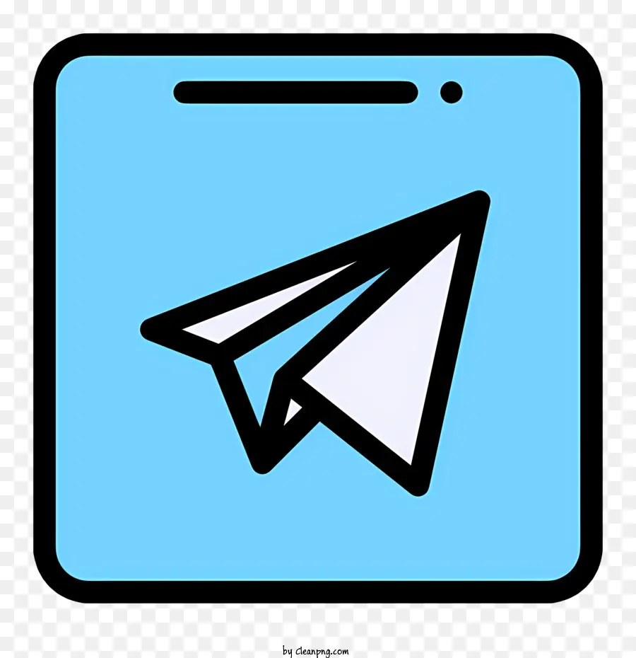 Telegramm Logo - Blauer Hintergrund mit schwimmendes Papierflugzeug mitten in der Luft