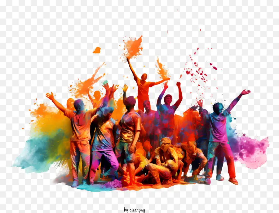 Gruppe von Menschen - Gruppe von Menschen, die mit farbiger Farbe bedeckt sind und feiern