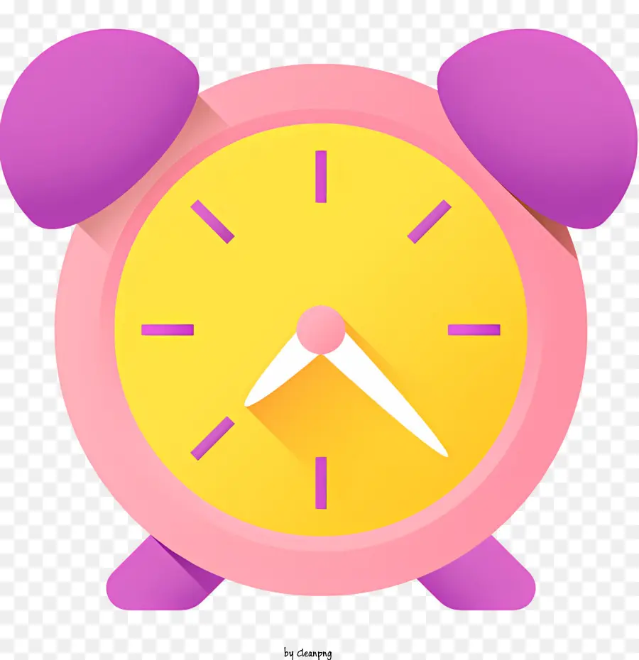 đồng hồ biểu tượng - Đồng hồ báo thức màu hồng với các điểm nhấn màu tím trên tay