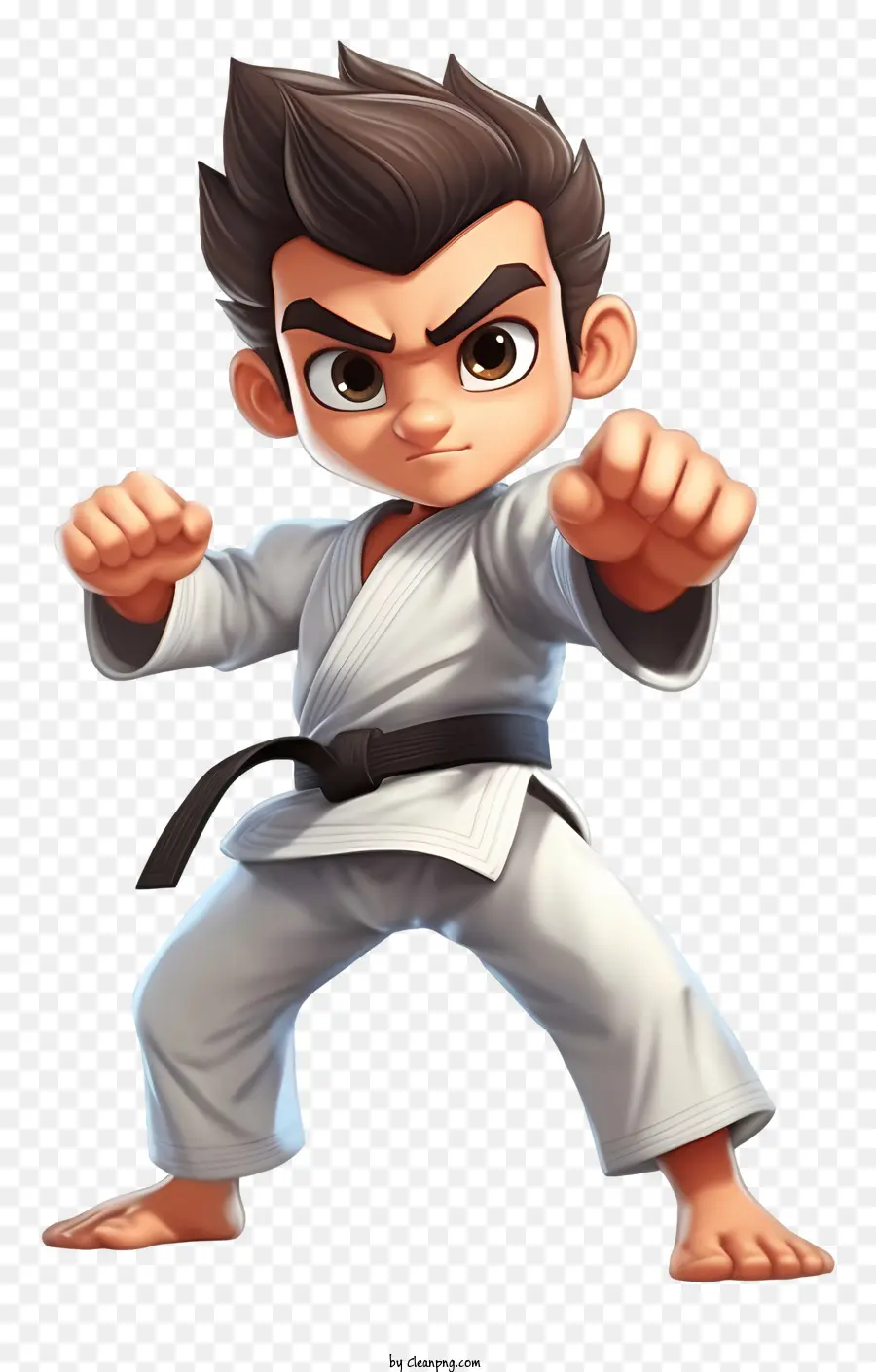 Karate Kämpfer Karate Kampfkunst weißes Karate -Outfit schwarzer Gürtel - Junger Mann in Karate -Uniform mit entschlossenem Ausdruck