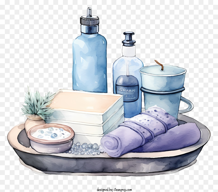 Đàn ông tắm món quà cho bạn trai bát nước xà phòng - Bức tranh màu nước của bát với các sản phẩm tắm