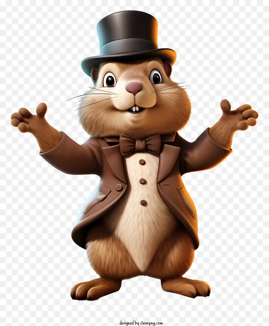 giorno della marmotta - Roditore paffuto in cappello a cilindro e smoking