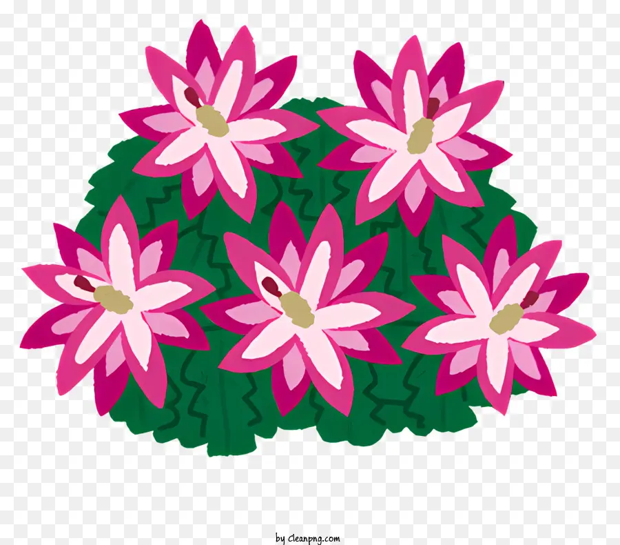 Gesteck - Symmetrische rosa Blumen im grünen Topf auf schwarzem Hintergrund