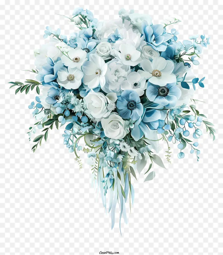Bouquet di fiori da sposa - Bouquet casual di fiori blu e bianchi