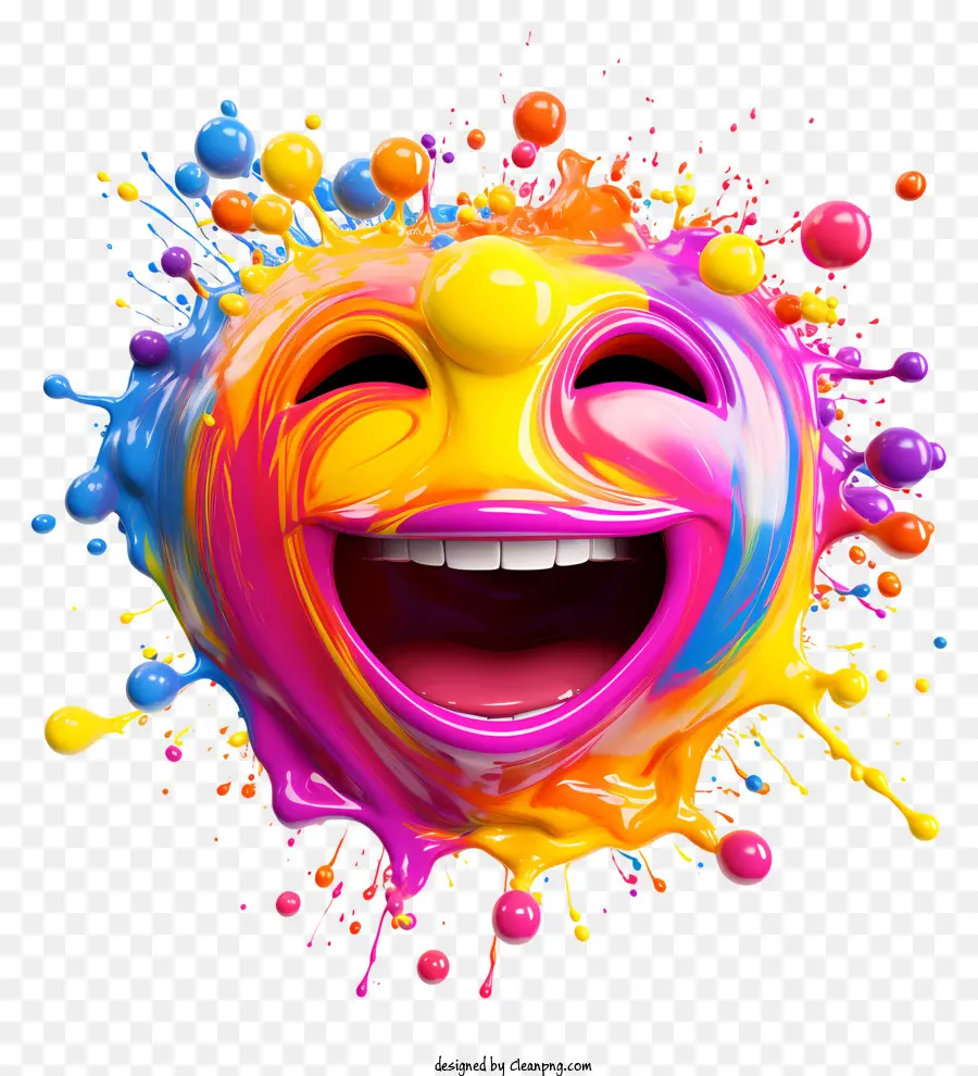 Holi - Lebendiges, farbenfrohes Gemälde des lächelnden Gesichts mit Spritzer